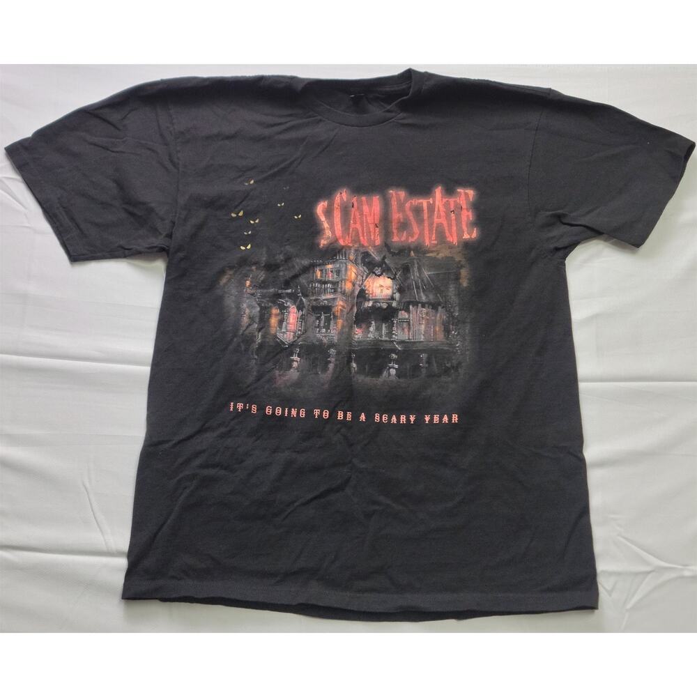 Vintage "Scam Estate" Men's Black XL T-Shirt Graphic Print